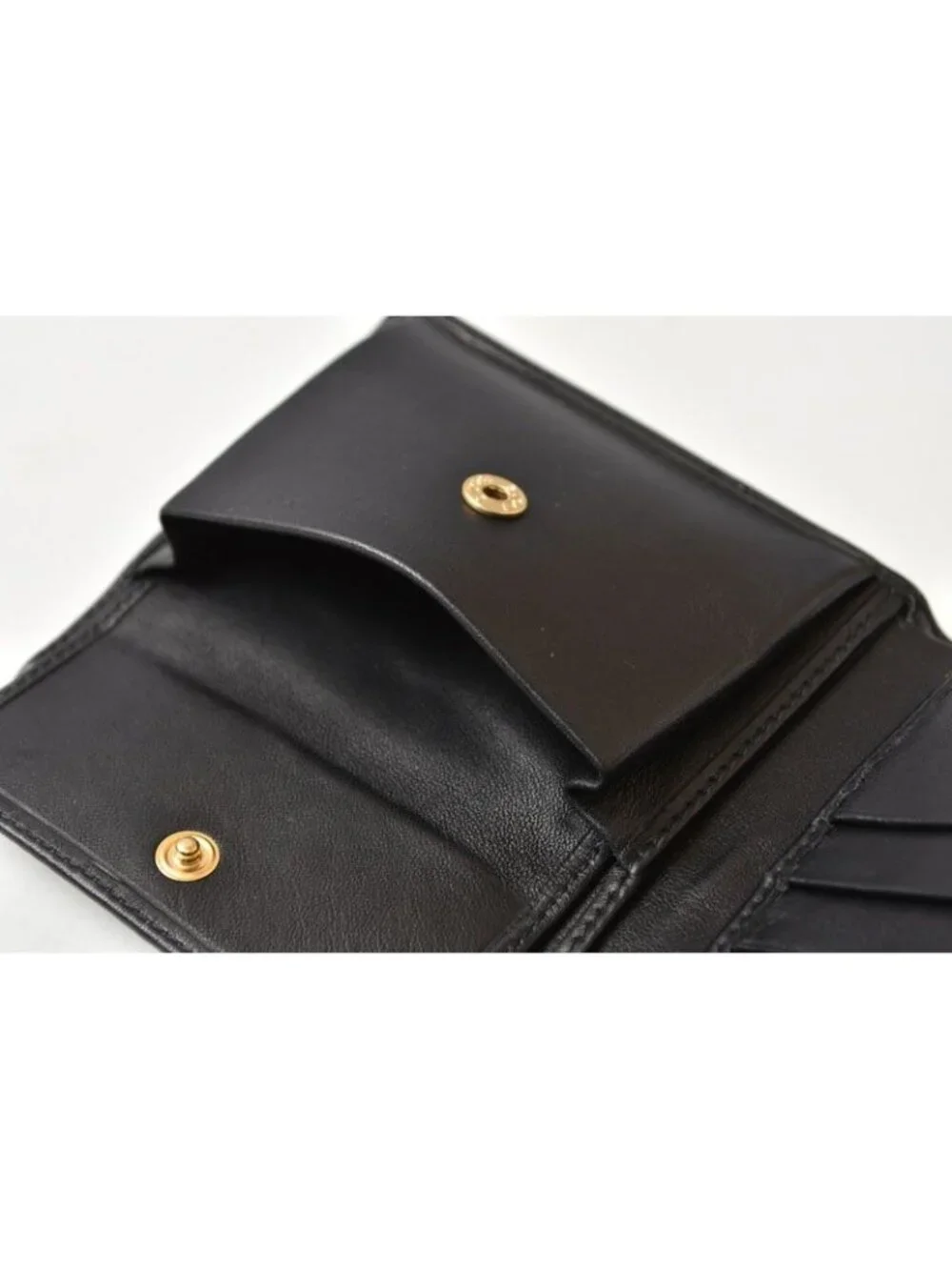 Gucci Wallet Vintage Folded Leather Black Gold